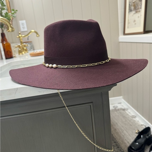 Gigi Pip Raine Wide Brim Fedora in Dark Cherry main image 5